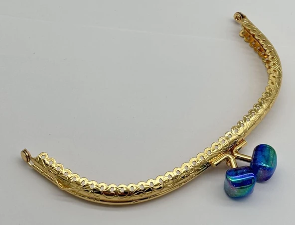 Angel Çanta Aksesuar 15.5 cm Light Gold Oval Cüzdan Çanta Klipsi Bursu Yanardöner Mavi ürün görseli 1