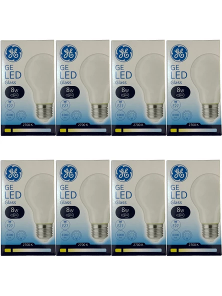 General Electric 8W 2700K (Sarı Işık) E27 Duylu Led Cam Ampul (8 Adet) ürün görseli 1
