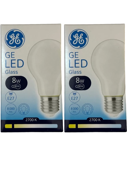 General Electric 8W 2700K (Sarı Işık) E27 Duylu Led Cam Ampul (2 Adet) ürün görseli 1