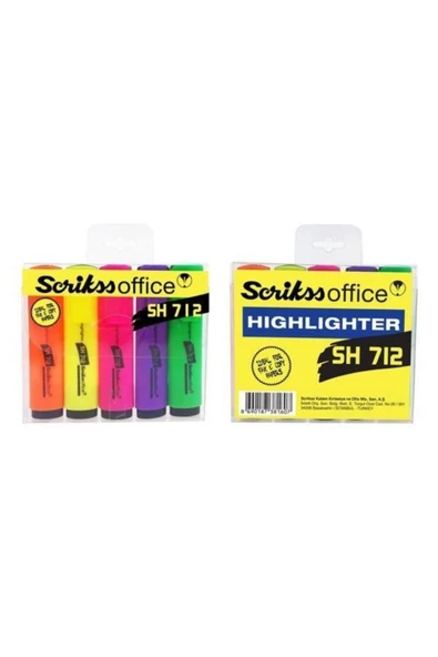 Scrikss Office Fosforlu Kalem 5 Renk Sh-712 ürün görseli 1