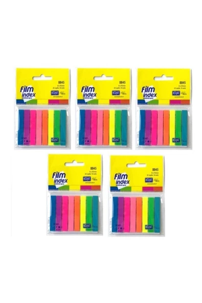 KRAF Film Index Şeffaf Plastik Ayraç 8 Renk X 25 Sayfa 8845 5'li Set ürün görseli 1