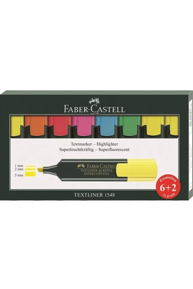 Faber Castell Fosforlu Kalem 8li Set - Mat Gövde ürün görseli 1