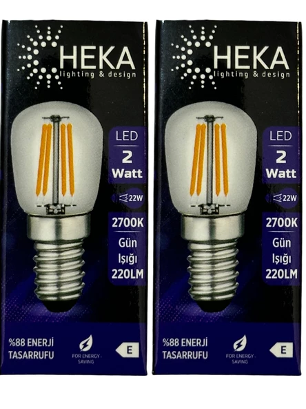 Heka 2W (22W) 2700K (Sarı Işık) E14 Duylu Led Rustik Ampul (2 Adet) ürün görseli 1