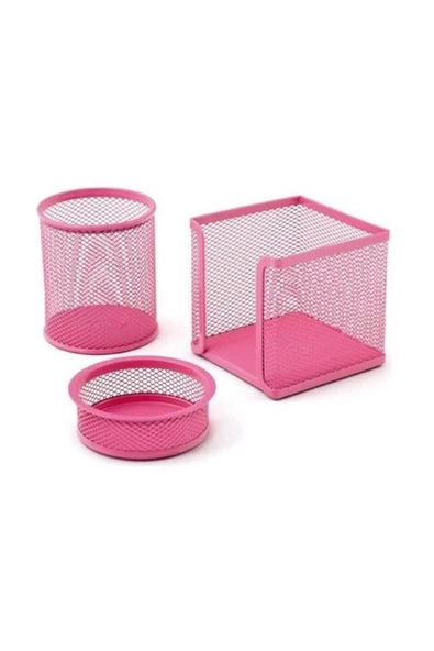 Stilo Metal File 3 Lü Masa Seti (PEMBE) - ürün görseli 1