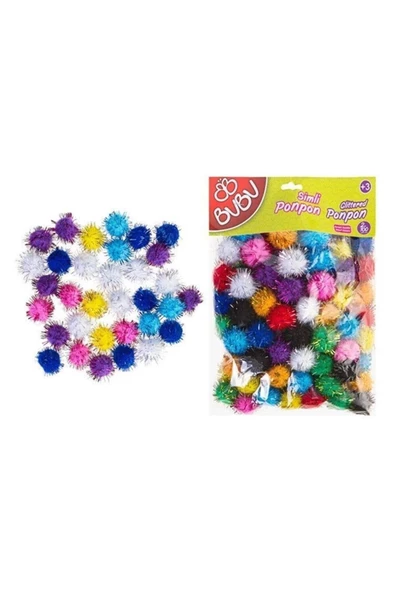Bubu Bu-bu Ponpon Simli 2 Cm 100 Lü Karma ürün görseli 1