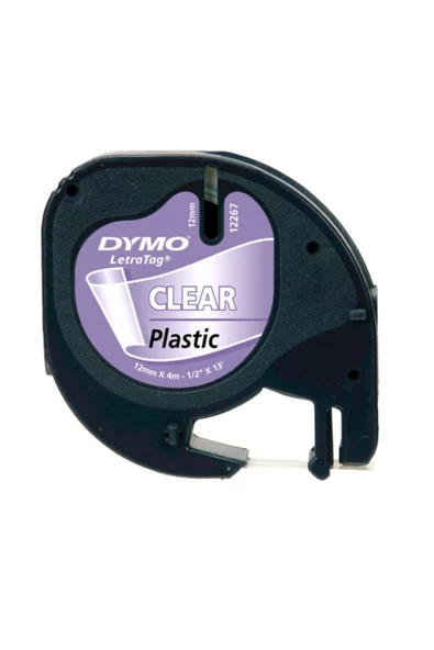 Dymo Letratag Şerit Plastik 12 Mmx4 Mt Şeffaf Üzerine Siyah 12267 ürün görseli 1