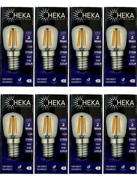 Heka 2W (22W) 2700K (Sarı Işık) E14 Duylu Led Rustik Ampul (8 Adet) ürün görseli 1