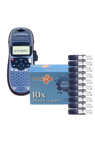 ECOTAGPLUS Dymo Letratag Etiket Yazıcısı Ve Ecotag Kağıt Şerit Etiket Beyaz 10'lu ürün görseli 1