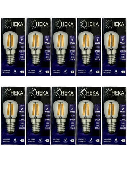Heka 2W (22W) 2700K (Sarı Işık) E14 Duylu Led Rustik Ampul (10 Adet) ürün görseli 1