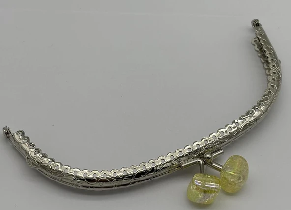Angel Çanta Aksesuar 15.5 cm Gümüş Oval Cüzdan Çanta Klipsi Bursu Sarı ürün görseli 1