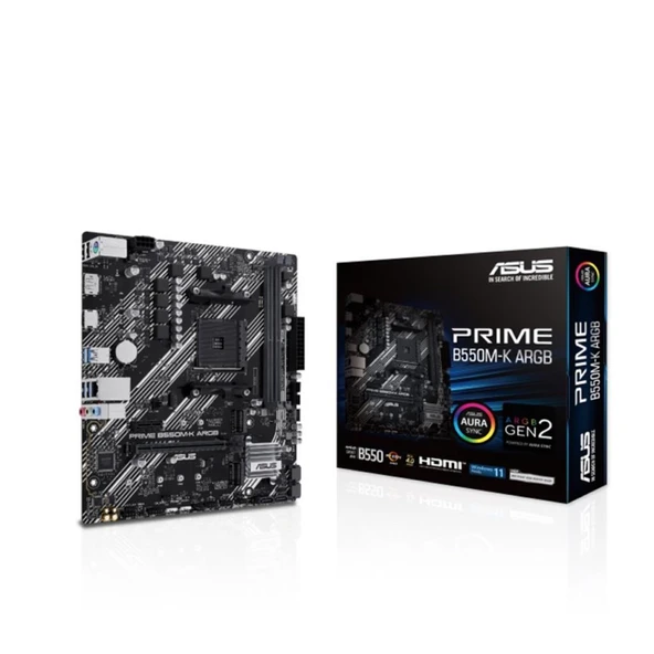 Asus PRIME B550M-K ARGB B550 DDR4 USB3.2 M.2 DP/HDMI PCI 4.0 AM4 Anakart ürün görseli 1