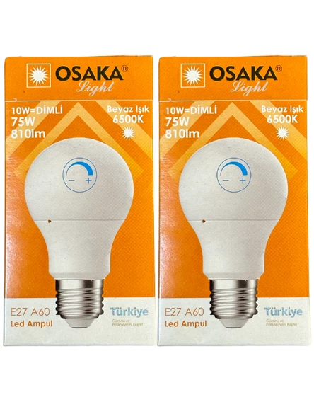 Osaka 10W (75W) 6500K (Beyaz Işık) E27 Duylu Dim Edilebilir Led Ampul (2 Adet) ürün görseli 1
