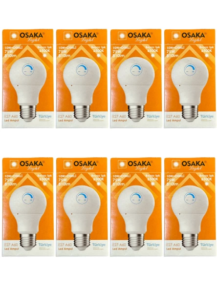 Osaka 10W (75W) 6500K (Beyaz Işık) E27 Duylu Dim Edilebilir Led Ampul (8 Adet) ürün görseli 1