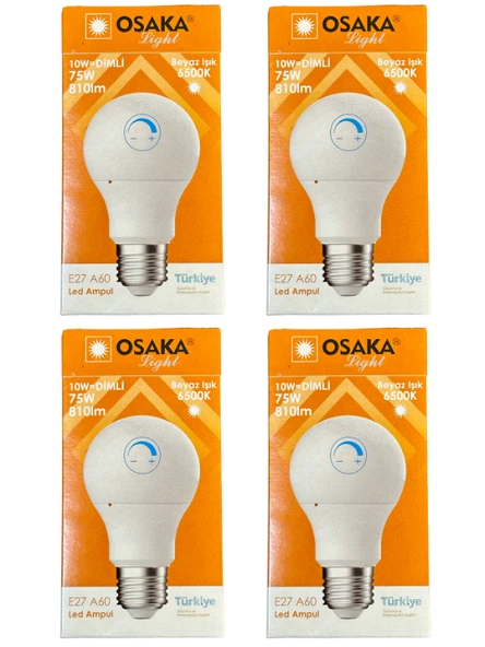 Osaka 10W (75W) 6500K (Beyaz Işık) E27 Duylu Dim Edilebilir Led Ampul (4 Adet) ürün görseli 1