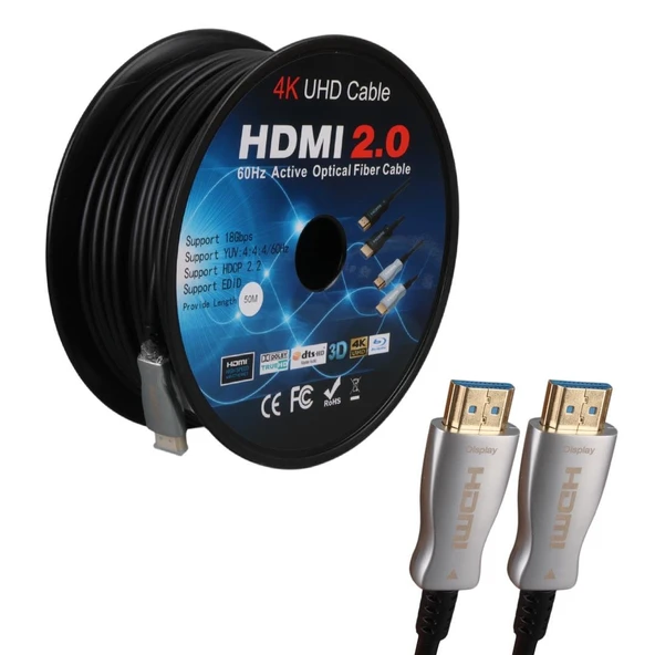 Powermaster Örgülü Çipsetli 50 Metre HDMI Kablo Hazır Kablo Bilgisayar Uydu Cihazı Lcd Led Tv Monitör Kablosu ürün görseli 1