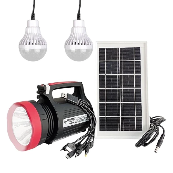 Powermaster YAJIA YJ-1902T Işıldak Güneş Enerji Panelli Kamp Lambası Aydınlatma Ampullu Telefon Şarj Aparatlı ürün görseli 1