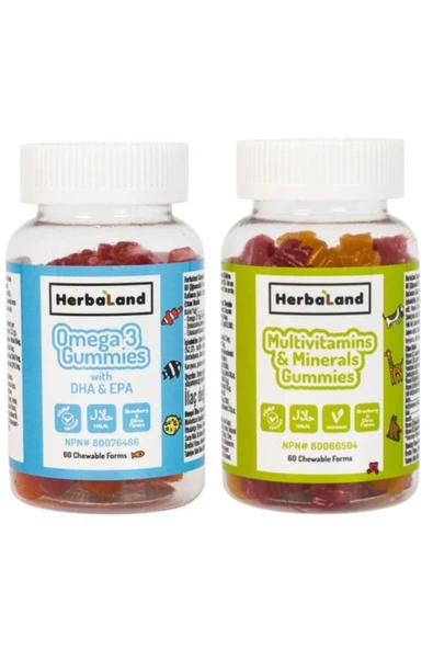 Herbaland Gummies Omega-3 Dha&epa + Gummies Multivitamin Ve Mineral Çiğnenebilir Form ürün görseli 1