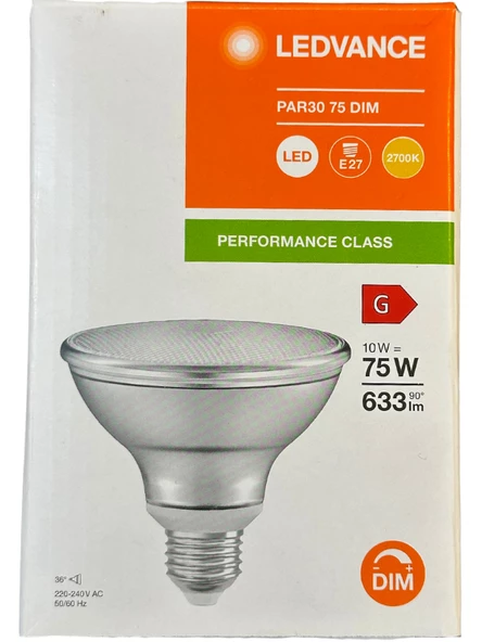 Osram Ledvance 10W (75W) 2700K (Sarı Işık) Par30 E27 Duylu Dim Edilebilir Led Spot ürün görseli 1