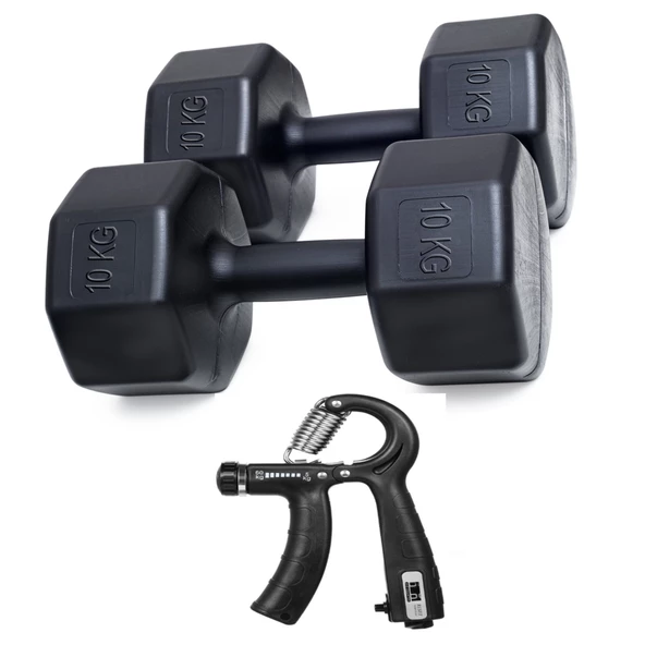 PS spor dambıl10KG x 2 adet+ sayaçlı ayarlanabilir el yayı ürün görseli 1