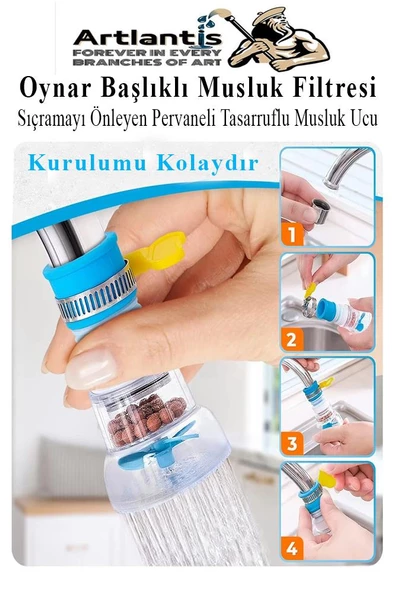 Oynar Başlıklı Musluk Filtresi 1 Adet Musluk Başlıgı Sıçramayı Önleyen Pervaneli Tasaruflu Batarya Ucu Mutfak Banyo ürün görseli 1