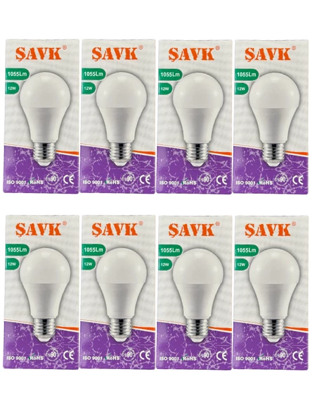 Şavk 12W 4000K (Günışığı) E27 Duylu Led Ampul (8 Adet) ürün görseli 1
