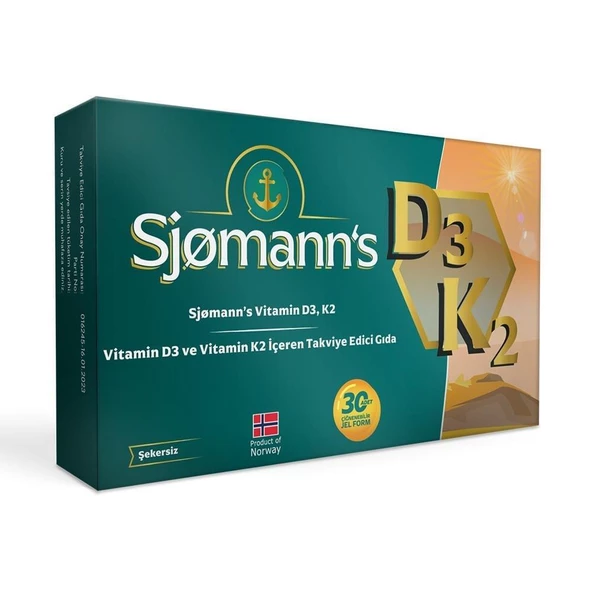 Sjomann’s Vitamin D3 ve K2 İçeren Takviye Edici Gıda 30 Adet Çiğnenebilir Jel Form ürün görseli 1
