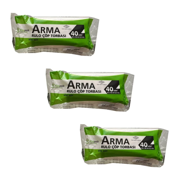 Arma Kimpack Beyaz Mini Boy 40 x 50 Cm. - 20 Litre Çöp Torbası Poşeti - 40 Adetlik 3 Rulo ürün görseli 1