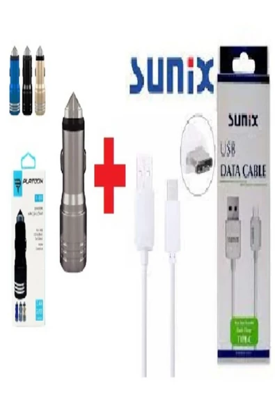 Pl-9111 Çift Usb-5V2.4A Çakmaklık Araç Içi Şarj Cihazı+Sunix Type-C USB Şarj -1 mt ürün görseli 1