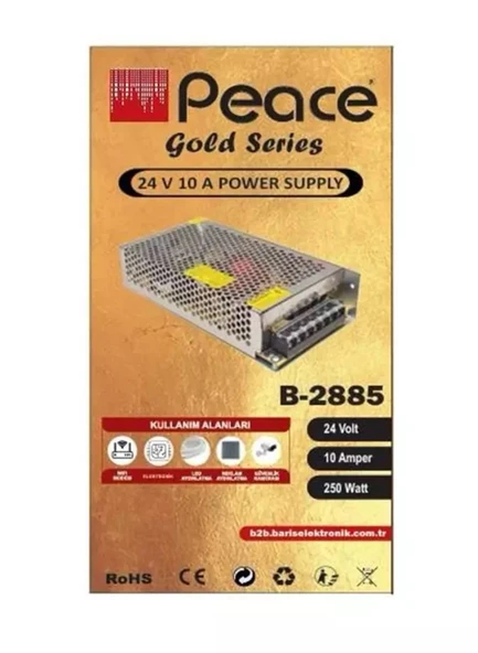 PEACE B2885 220 VOLT 24 VOLT 10 AMPER METAL KASA ADAPTÖR 24V 10A ADAPTÖR ürün görseli 1