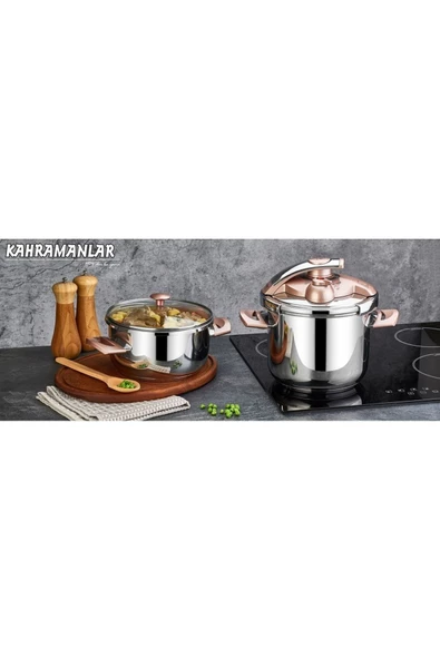 Kahraman KAH 2145 Düdüklü Tencere Seti Rosegold 4+6 Lt. ürün görseli 1