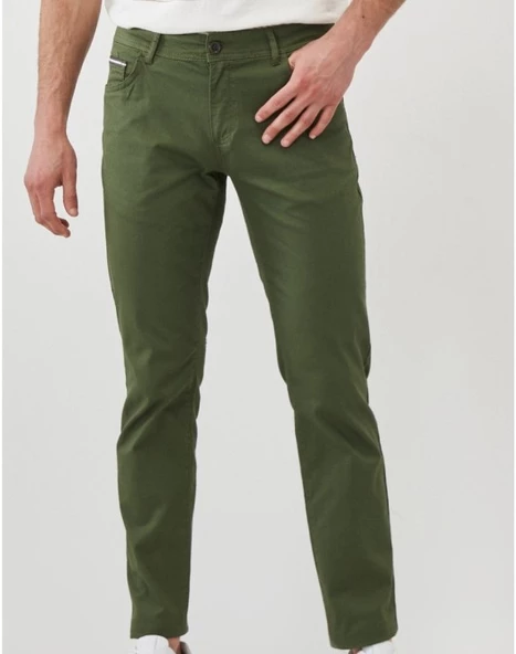 Altınyıldız Classics Erkek Haki Slim Fit Dar Kesim 5 Cep Esnek Chino Pantolon ürün görseli 1