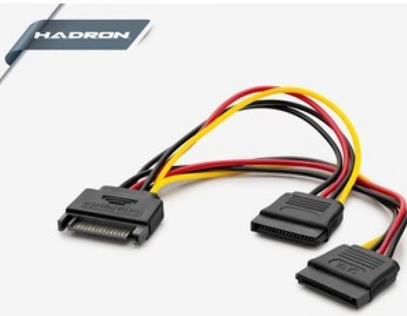 HADRON HDX5519 2Lİ SATA POWER 15 PİN ERKEK TO 2 X SATA POWER 15 PİN DİSİ POWER ÇOKLAYICI KABLO ürün görseli 1