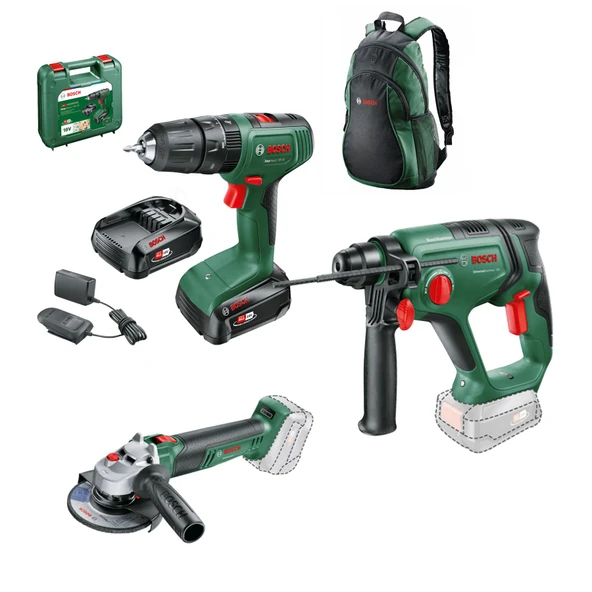 Bosch Easyimpact 18V-40 2x2.0 Ah + UniversalGrind 18V-75 + Universalhammer 18V + Sırt Çantası ürün görseli 1
