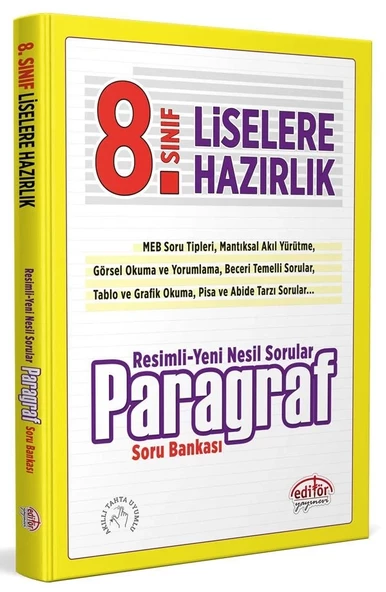 Editör Yayınları 8. Sınıf Resimli Yeni Nesil Sorularla Paragraf Soru Bankası ürün görseli 1