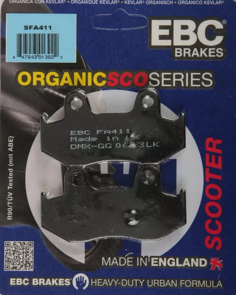 Ebc Sfa411 2001-2006 Suzuki Burgman AN 400 Uyumlu Arka Fren Balatası Organik Balata ürün görseli 1