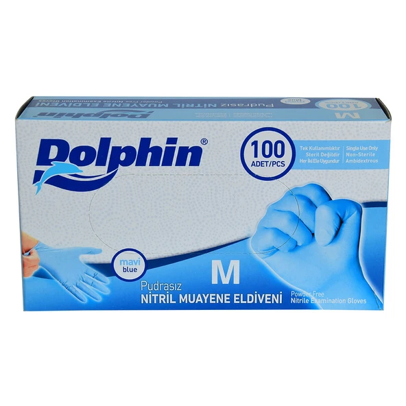 Pudrasız Mavi Nitril Eldiven Orta Boy (M) 100 Lü Paket ürün görseli 1
