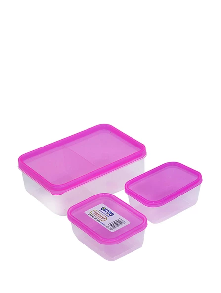 Urve Saklama Kabı 3 Lü Pembe ürün görseli 1