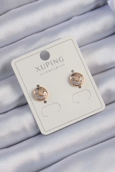 Xuping Rose Renk Zirkon Taşlı Yansımalı Oval Küpe TJ-BKP9414 ürün görseli 1