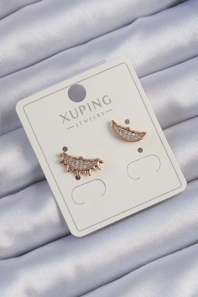 Xuping Rose Renk Zirkon Taşlı Ay ve Güneş Tasarımlı Küpe TJ-BKP9429 ürün görseli 1
