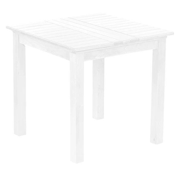 Kaş 80X80 Sabit Ayaklı Ahşap Bahçe Balkon Masası -Beyaz ürün görseli 1