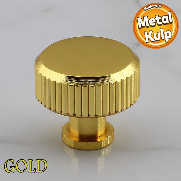 Taç Çizgili Düğme Metal Kulp Gold Altın Çekmece Mobilya Mutfak Dolabı Dolap Kulpu Kulbu Kulpları ürün görseli 1
