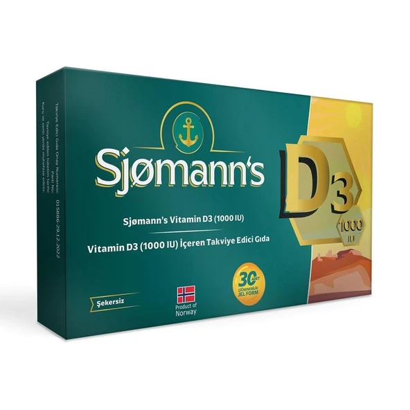 Sjomann’s Vitamin D3 1000 IU İçeren Takviye Edici Gıda 30 Adet Çiğnenebilir Jel Form ürün görseli 1