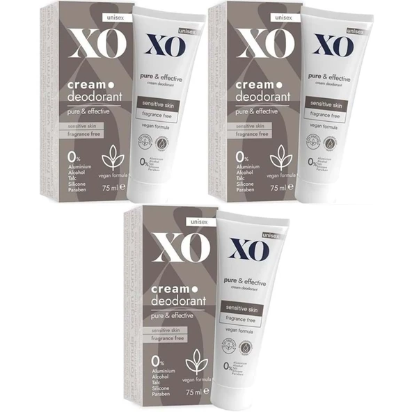 XO Krem Deodorant 75ML Unisex Pure & Effective Kokusuz (3 Lü Set) ürün görseli 1