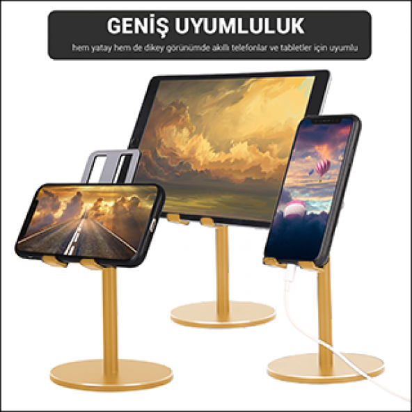 MÜHLEN GL083 - Gold Katlanabilir, Taşınabilir ve Evrensel Telefon/Tablet Standı ürün görseli 1