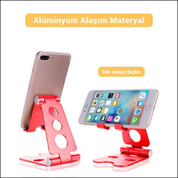 MÜHLEN GL059 - Kırmızı Katlanabilir, Taşınabilir ve Evrensel Telefon/Tablet Standı ürün görseli 1