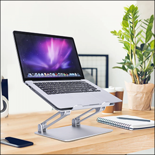 MÜHLEN D-GL0124 Ayarlanabilir Ergonomik Alüminyum Dizüstü Bilgisayar Standı ürün görseli 1