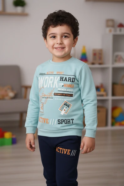 Work Baskılı Erkek Çocuk Eşofman MNK3112 - Resim 10