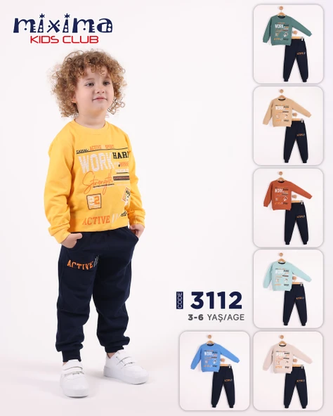 Work Baskılı Erkek Çocuk Eşofman MNK3112 - Resim 3