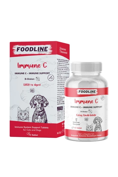 Foodline Immune +C 75 Tablet Kedi ve Köpekler için Bağışıklık Sistemini Destekleyici ürün görseli 1
