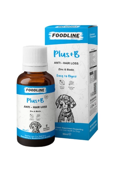 Foodline Köpekler için Plus +B Damla 50ml Tüy Sağlığını Destekleyici Biotinli Multivitamin ürün görseli 1